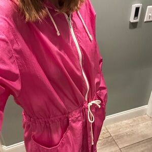 Rainwear Women's Pink Hooded Vintage 80s 90s Jacket